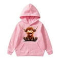 thumbnail image 2 of Kids Cow Pullover Hoodie Graphic Print Sweatshirt with Pocket for Boys Girls Outdoor Play Casual Wear(Pink4,4-5Years), 2 of 7
