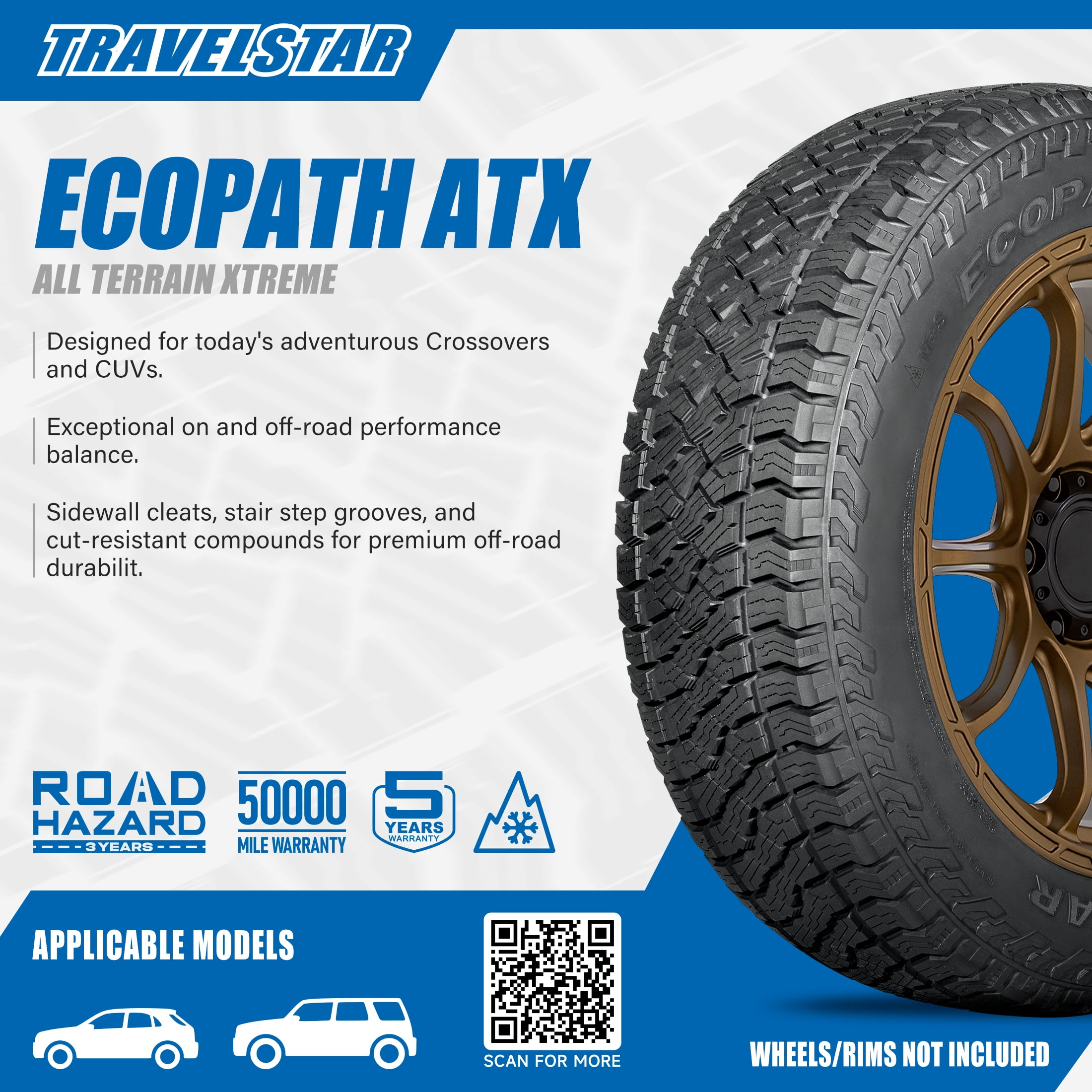 Travelstar All Weather ECOPATH ATX 225/65R17 102H CUV Crossover Tire(Tire Only)