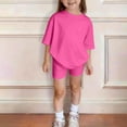 thumbnail image 5 of BVWKPCV Girls Clothes Tween Girl Outfits T-Shirt Tops +leggings Shorts Set Cute Clothing Set Sizes 8-12 Years Hot Pink 12-13Y, 5 of 7
