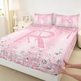 thumbnail image 3 of Homewish Girls Personalized Gifts Twin Sheet Sets,Pink Letter R Twin Fitted Sheet,Brauty Diamond Flat Sheet For Princess,Lightweight Room Decoration,3pcs, 3 of 7