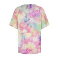 thumbnail image 4 of Hrsba Womens Summer Tops Swirl Print Patchwork Crew Neck Raglan Short Sleeve T Shirts Loose Cut Casual Blouses, 4 of 5