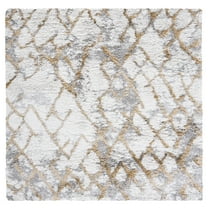 SAFAVIEH Horizon Milica Abstract Shag Area Rug, Ivory/Gold, 6'7" x 6'7" Square