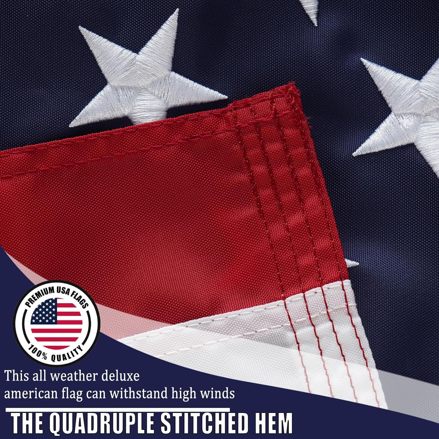 FLAGWIN American Flag 6x10, US Flag 6x10 Heavy Duty Outdoor Tear Resistant, Deluxe 420D Super Tough Spun Nylon 6x10 American Flag,Luxury Embroidered Stars and 2 Brass Grommets, All Weather Lasting