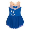thumbnail image 4 of YIZYIF Girls Figure Skating Dress Hollow Back Rhythmic Gymnastic Costume Mesh Splice Leotard Dress Dancewear Royal Blue 10, 4 of 5