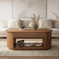 thumbnail image 6 of Epecoya47-Inch Lift Top Wood Coffee Table with Hidden Storage Compartment and Open Shelf for Living Room, Fluted Oval Center Tea Table with Wooden Lift-Top for Apartment, Small Space, Light Brown Oak, 6 of 7