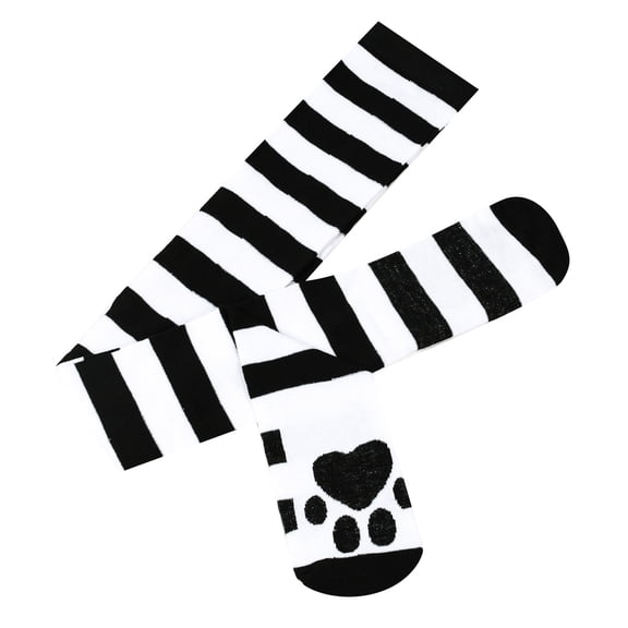 DHFJKG Thigh High Socks For Women Cute Cat Claws Striped Over Knee Thin Tights Casual Party Wear Soft Stockings