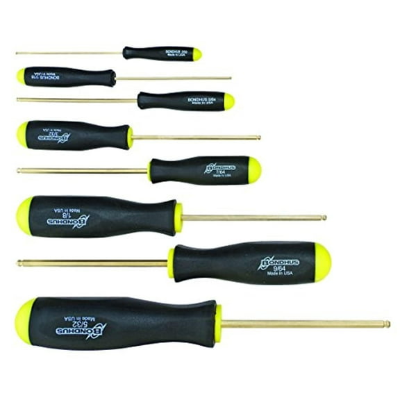 Bondhus, Protanium Steel 12" x 4.5" x 1.5" Ball End Plastic Hex Screwdriver Set 8 Pieces