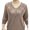 Khaki, variant on Women Top V Neck Three Quarter Sleeve Solid Color Flower Pattern Knitted Elastic Soft Casual Pullover Elastic Cuff Mid-aged Women Mother Blouse