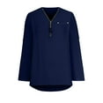 thumbnail image 4 of MIUOWANP Plus Size Women's Solid Color V-Neck Zippered Long Sleeve Studded Casual Blouse Size XXL(12)Dark Blue, 4 of 5