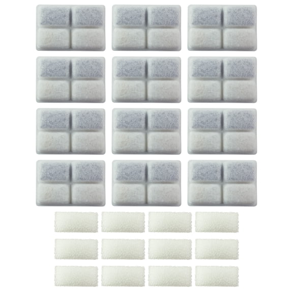 PET STANDARD Replacement Water Filter & 12 Pack Replacement Pre-Filter Sponges Compatible With FURRYBABY® Water Level Window 2L Ultra Quiet Indoor Intelligent Pet Fountain, Pack of 12
