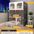 thumbnail image 3 of Happyhtes All-in-One Cat House, Large Indoor Cat Cage with Cat Bed, Scratching Board, and Litter Box, Multi-Functional Cat Condo for 1-2 Cats (Grey), 3 of 7