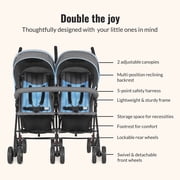 Dream On Me Volgo Twin Umbrella Stroller, Blue and Dark Grey