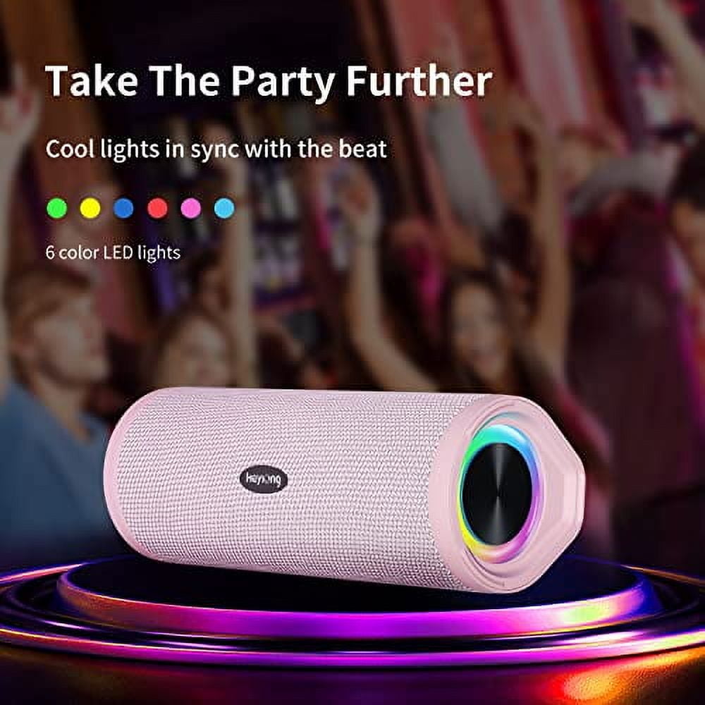 HEYSONG Portable Bluetooth Speaker, 16W, Pink, REVERB
