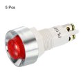 thumbnail image 3 of Unique Bargains Ac / Dc 110V 12mm Feux de Signalisation LED Rouges, 5 Pack, 3 of 5
