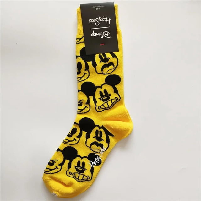 Calcetines de dibujos animados de Disney para hombre y mujer, medias cálidas gruesas y divertidas de Mickey Mouse, regalo informal para adultos, Otoño e Invierno