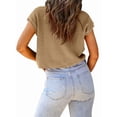 thumbnail image 4 of Women'S Summer Cropped Sweater Vest Trendy Cap Sleeve Crop Tops Crew Neck Loose Knit Tank Top Khaki L, 4 of 7