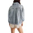 thumbnail image 7 of Women Jean Jacket Washed Cropped Button Up with Pockets Polyester Casual All Season Wear, 7 of 7
