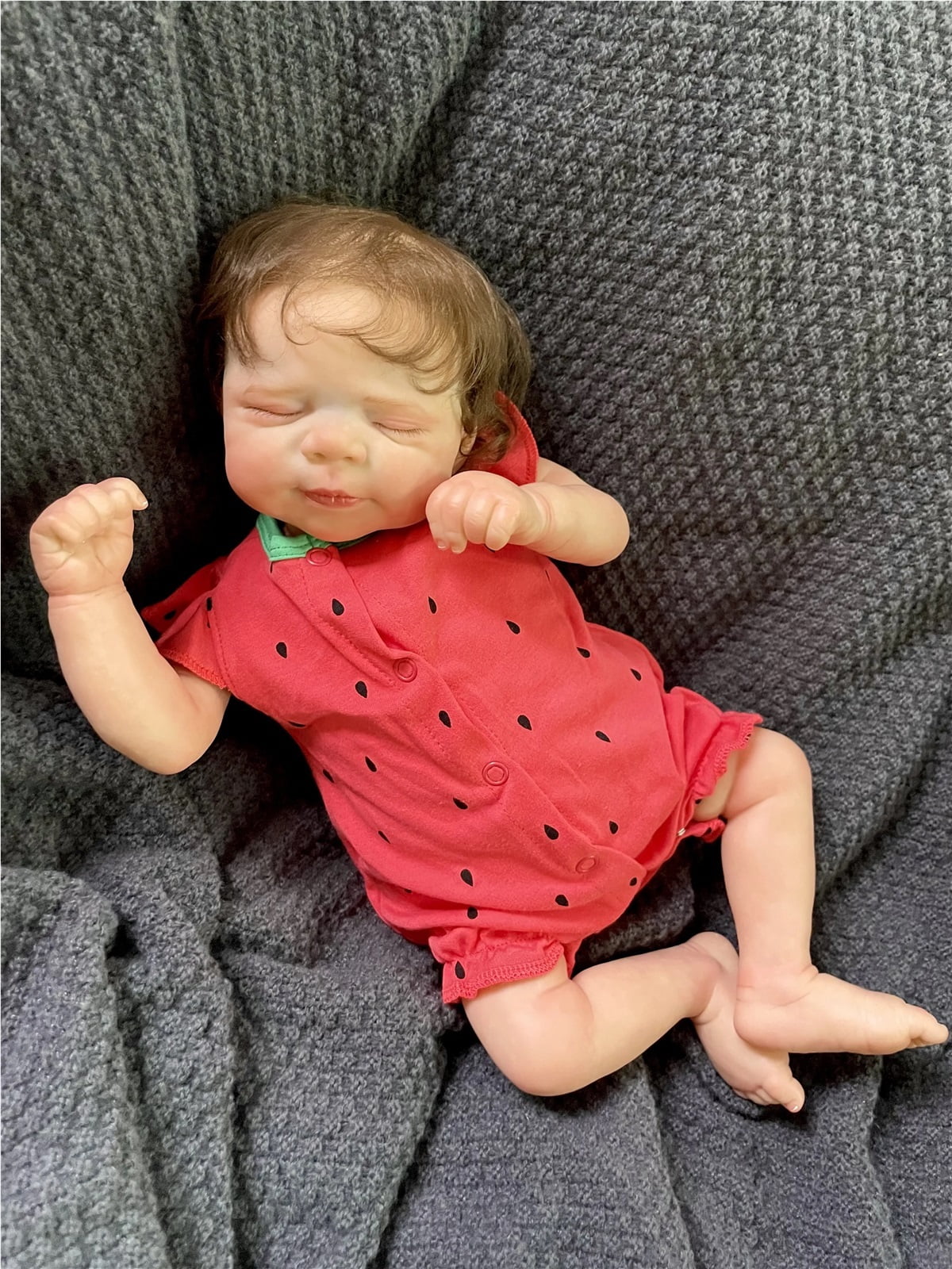 GloTide 19inch/48cm Real baby doll Real Soft Touch Baby Realistic Silicone Reborn Baby Doll With Hand-implanted artificial hair