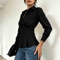 thumbnail image 6 of Hurxie Waist Tops for Women Wrap Top Fitted Button Down Shirt Wrap Top Long Sleeve Blouse Casual Outfits, 6 of 7