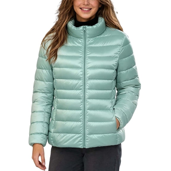 DYTTDG Women's & Plus Size High Collar Puffer Jacket, Lightweight Warm Winter Coat with Side Pockets