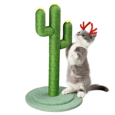 ZephyPaws 26in Cactus Cat Scratching Post, Cute Cat Scratcher with Natural Sisal Posts & Flower Toppers for Indoor Cats