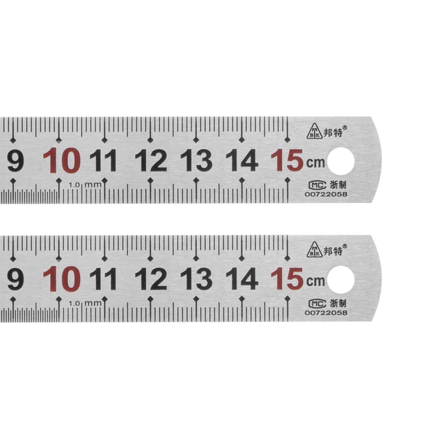 Uxcell 2pack Stainless Steel Ruler, 6" Metal Rulers 0.75" Wide Inch and Metric Graduation