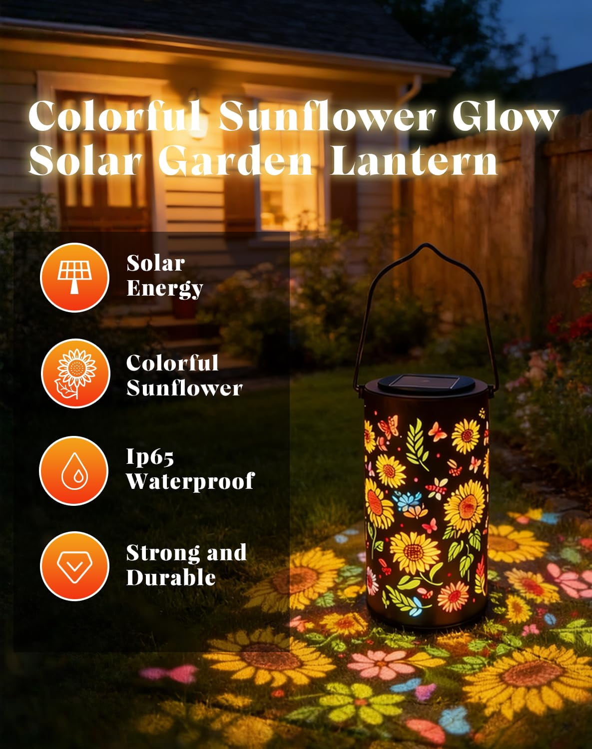 Colorful Sunflower Glow Solar Garden Lantern, 2026 Waterproof Outdoor Solar Powered Hanging Light for Garden, Patio, Pathway Lantern, Let Your Garden Bloom with Light After Sunset