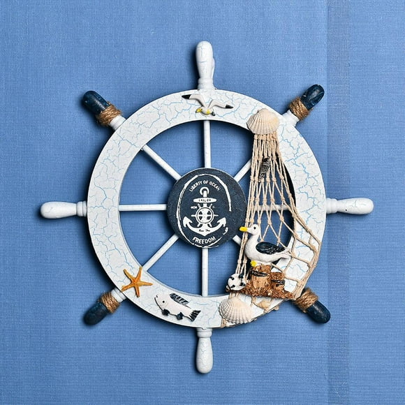 Dww-roue De Bateau Nautique En Bois Bois De Plage Bateau De Direction Art Mural Roue De Bateau En Bois Dcoration Murale Sur Le Thme De La Plage Dcorat