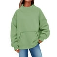thumbnail image 3 of BiZtdJrK Womens Trendy Sweatshirt Mock Neck Long Sleeve Casual Pullover Tops Lightweight Loose Fit Solid Fall Sweatshirts with Pocket Mint Green M, 3 of 8