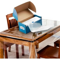 Clear Plastic Tablecloth ROLL- W/ SELF Cutter -Wide Thick Disposable Table Cover Protects from Spills, Water, Oil, Stains. for Party, Hosting, Dining. Fits 8 to 10 Rectangle 54 " x 108 " Tables