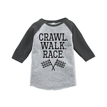 

7 ate 9 Apparel Kids Crawl Walk Race Grey Baseball Tee