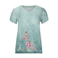 thumbnail image 3 of Babysbule Womens Summer Tunics Tops Short Sleeve Casual Floral Print T-Shirts V Neck Loose Comfy Tee Fashion Cute Blouse, 3 of 4