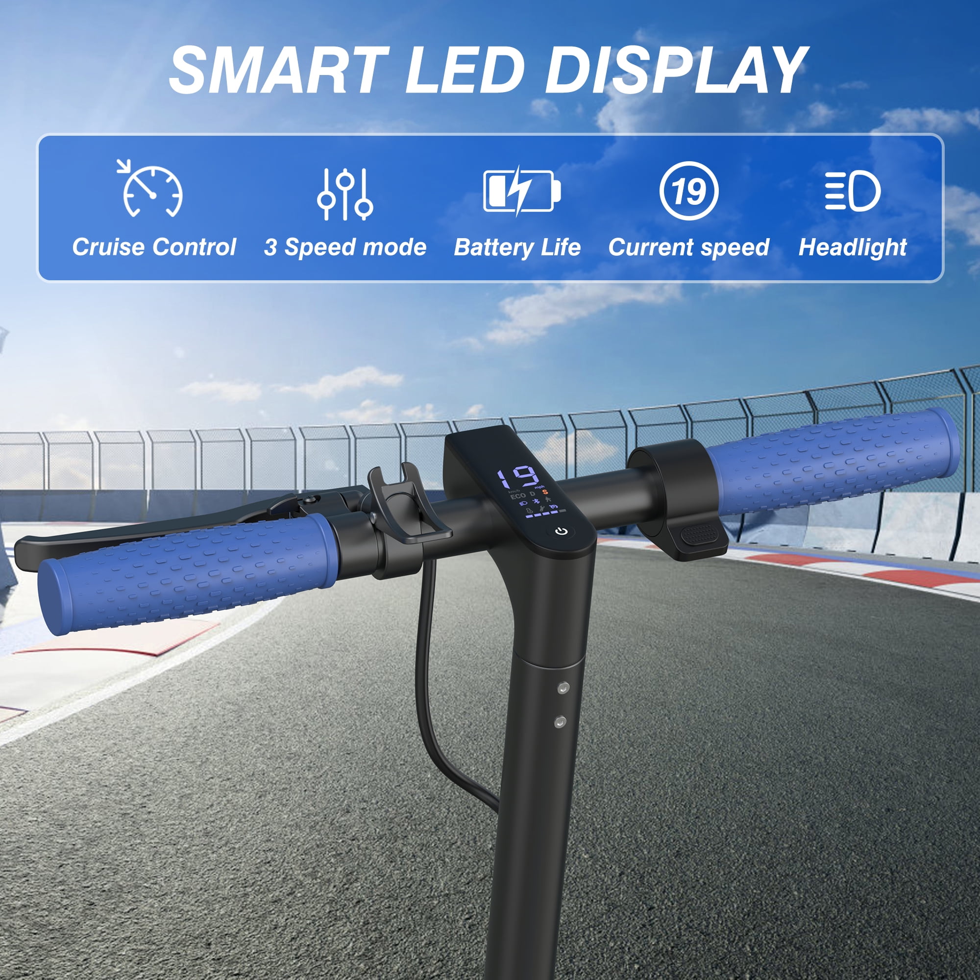 AOVOPRO BLUE ES80 350W 8.5' Foldable Electric Scooter for Adults and Child, 21 Miles Range UL 2272