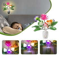 TaTaai 3Pcs Plug-in Night Light, LED Mushroom Night Light Wall Based Flower Lamp Energy Efficient Nightlight for Room, Bedroom, Lounge, Hallway and Stairs