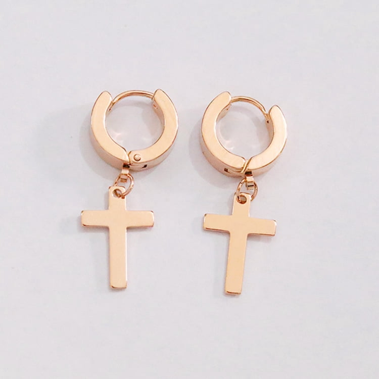 3 Pairs of Cross Earrings Dangle Hinged 