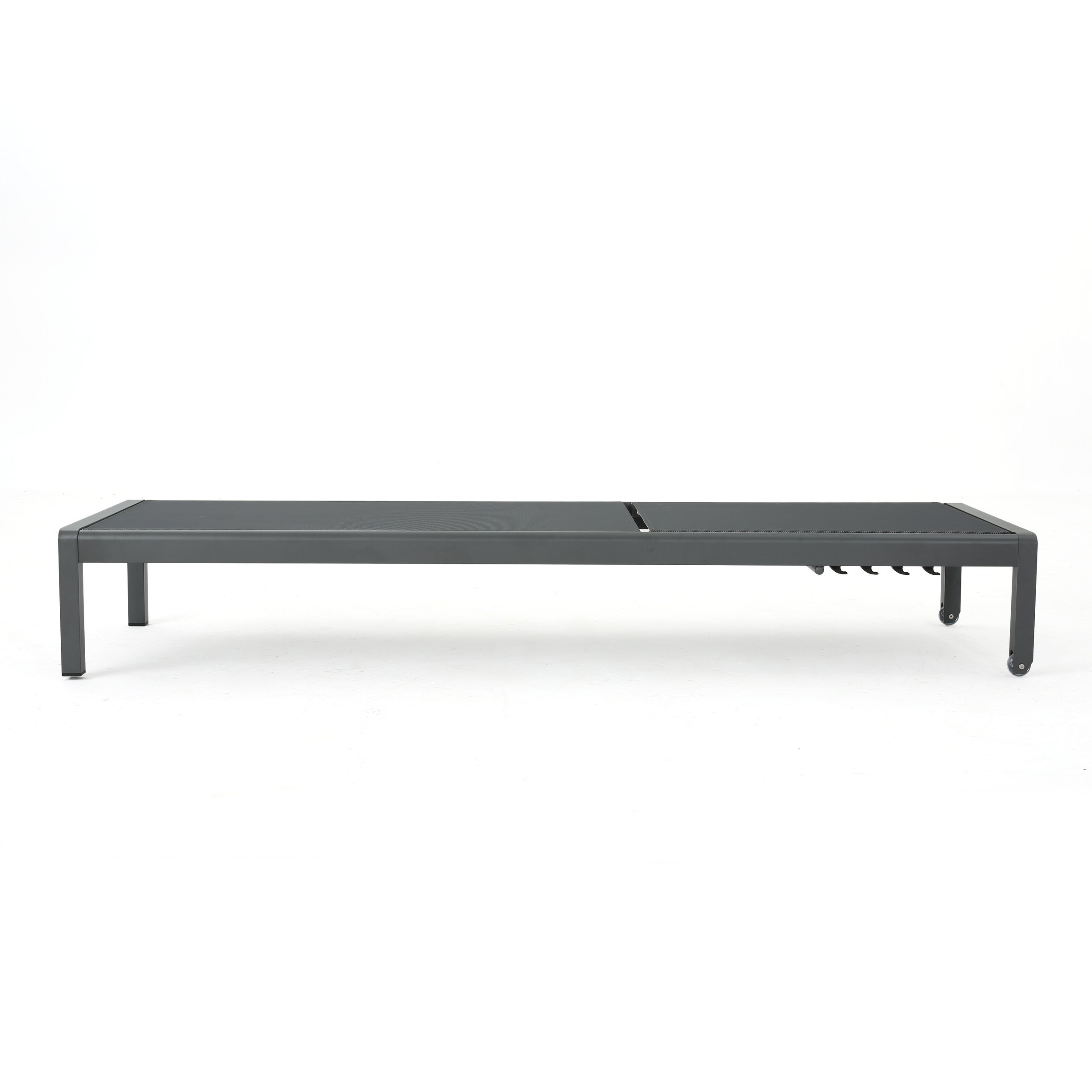 Miller Outdoor Aluminum Chaise Lounge and C-Shaped Side Table, Grey