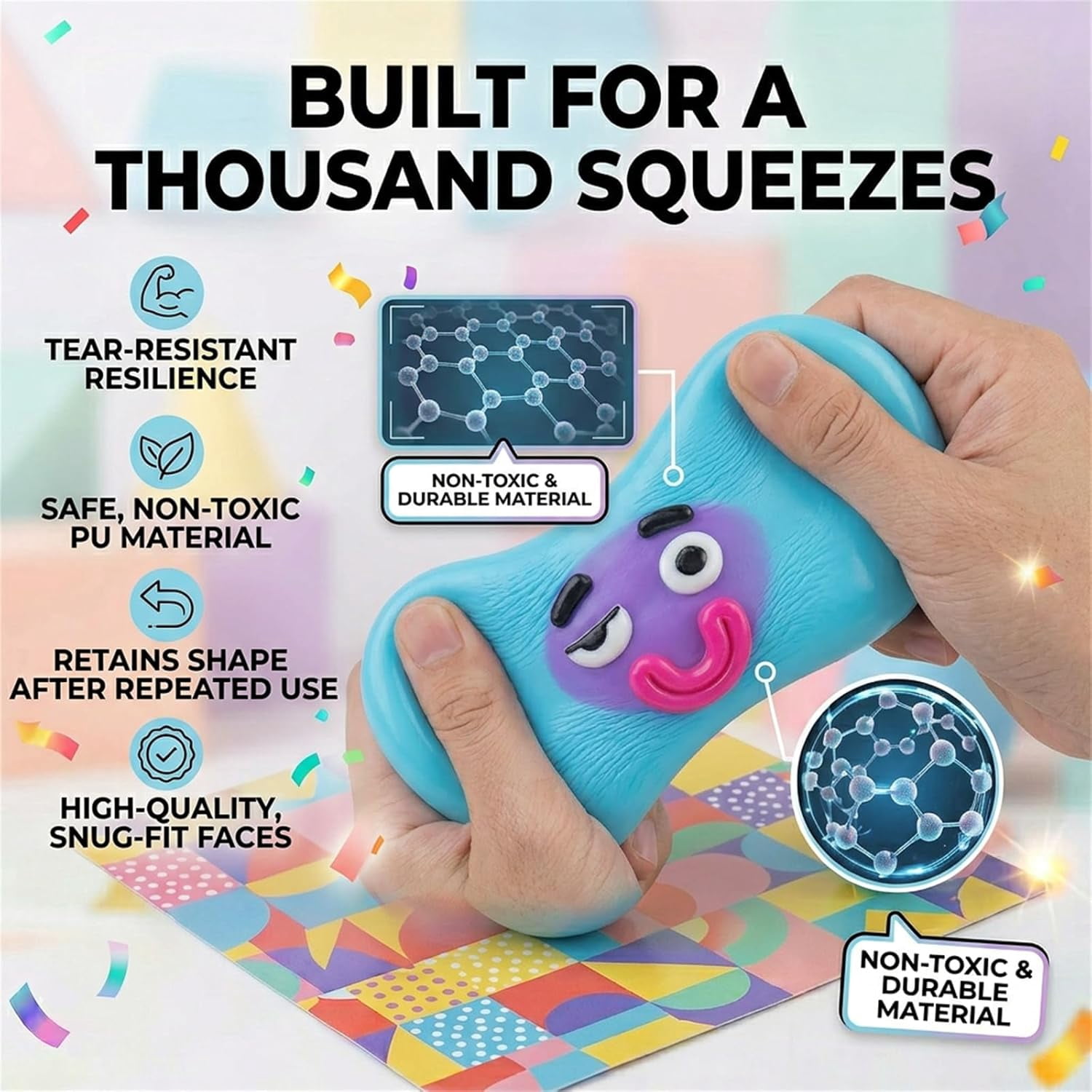 5-Pack Smushers Squishy Face Swap Set | Adult Anxiety Relief Sensory Fidget Toy Bundle
