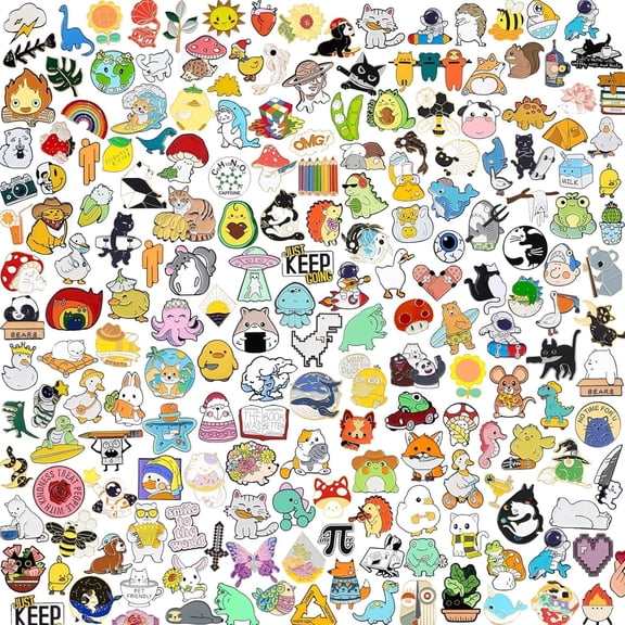 Random 30 Mixed Enamel Pins - Cute Animal Plant Cartoon Designs for Backpacks Jackets Hats