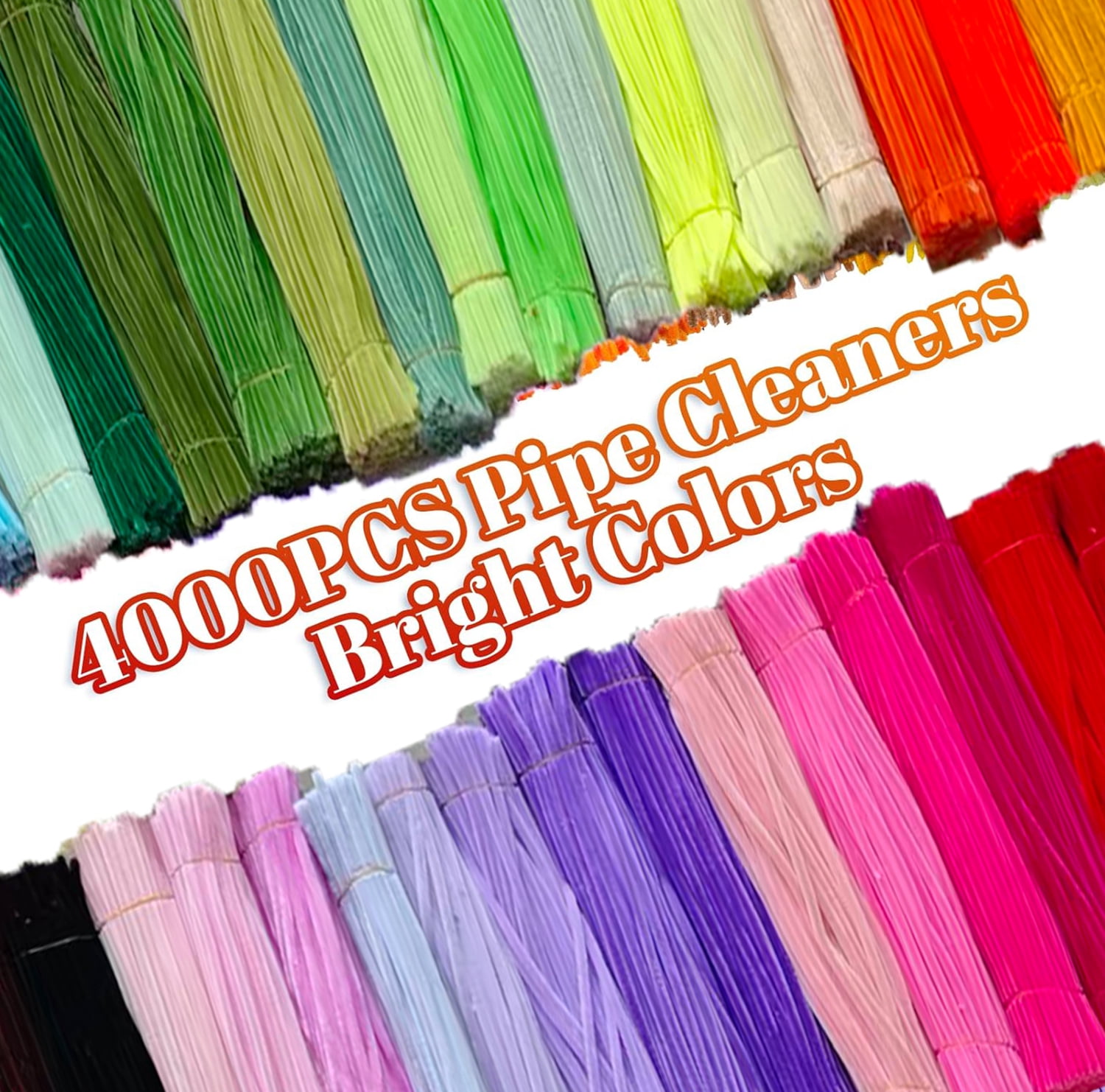 4500 Pieces Pipe Cleaners Craft Set, Chenille Stems for Flowers Craft Supplies Fluffy Fuzzy Sticks for DIY Art Projects Creative Gift Wrapping Party Decorations,12 Inch