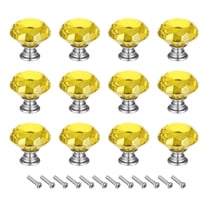 30mm Crystal Knobs Drawer Diamond Shaped Yellow 12 Pack