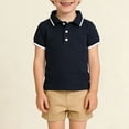 thumbnail image 2 of Afuyipoi Boys School Uniform Polos（for 0-10） Short Sleeve Solid Color Button-Down Lapel Back to School T-shirt For Boys Navy Size 3T, 2 of 6