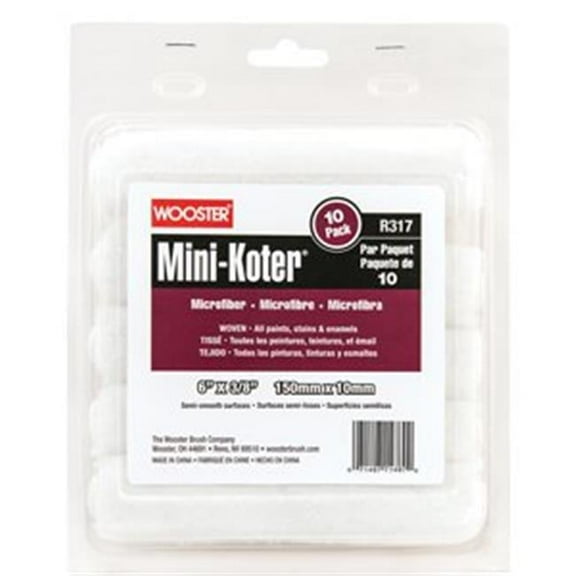 Wooster Paint Roller Cover,1/4" dia. Core,PK10 R117-6