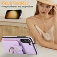 thumbnail image 6 of Wallet Phone Case for Samsung Galaxy S23 Plus, Crossbody Shoulder Strap Multiple Cards Holder RFID Blocking Shockproof Bumper Ring Holder Kickstand Feature Protective Case for Women Girls, Purple, 6 of 10