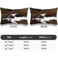 thumbnail image 2 of Cowhide Printing Lumbar Throw Pillow Covers 12x20 Set of 2 Cow Print Short Plush Pillows Case Brown White Rectangle Cushion Cover Decorative Pillowcases for Couch Bed, 2 of 12