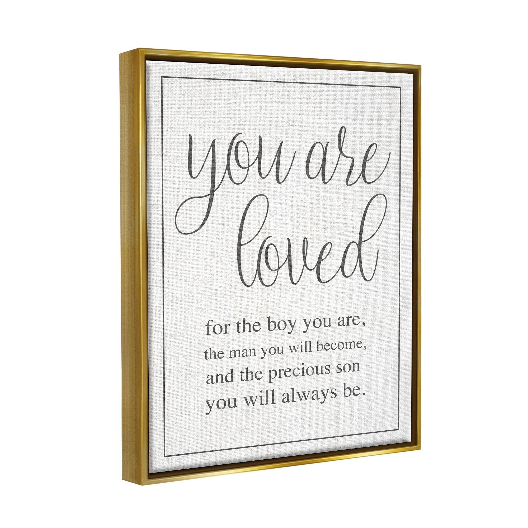 Stupell Industries You Are Loved Metallic Gold Framed Floating Canvas Wall Art, 24x30, by Daphne Polselli