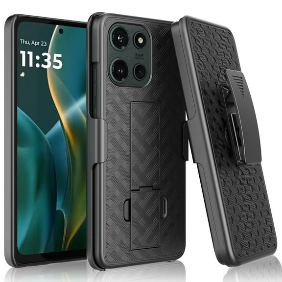 For Motorola Moto G 5G 2025 Case, Moto G 5G 2025 Belt Clip Holster Case Shell Combo with Kickstand, Heavy Duty Shockproof Full Body Protective Rugged Phone Case Cover for Moto G 5G 2025 - Black
