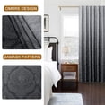 thumbnail image 2 of Hiasan Ombre Blackout Curtains for Living Room - Back Tab & Rod Pocket Elegant Damask Design Thermal Insulted Window Drapes with Tiebacks Light Blocking Curtains, 2 Panels, W52 x L102, Black, 2 of 7