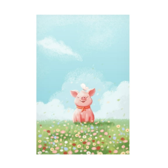 Trademark Fine Art Xuan Thai  Cute Pig Canvas Wall Art