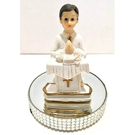 First Communion Boy With Pedestal Base Cake Topper Favor Decoration
