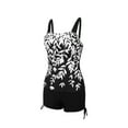 thumbnail image 6 of Women Summer Swimwear Padded Tank Tops Solid Drawstring Shorts, 6 of 7